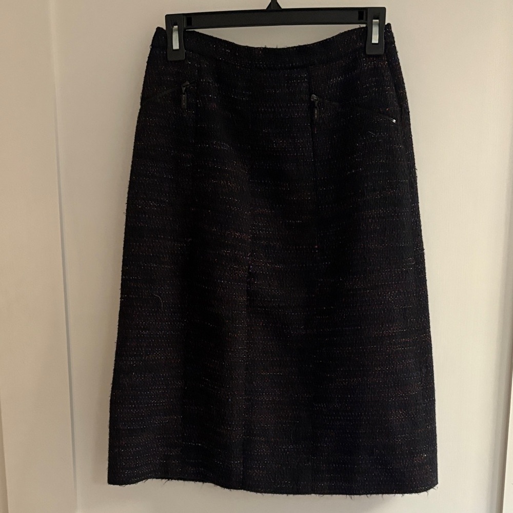 CHANEL Black Tweed Midi Skirt